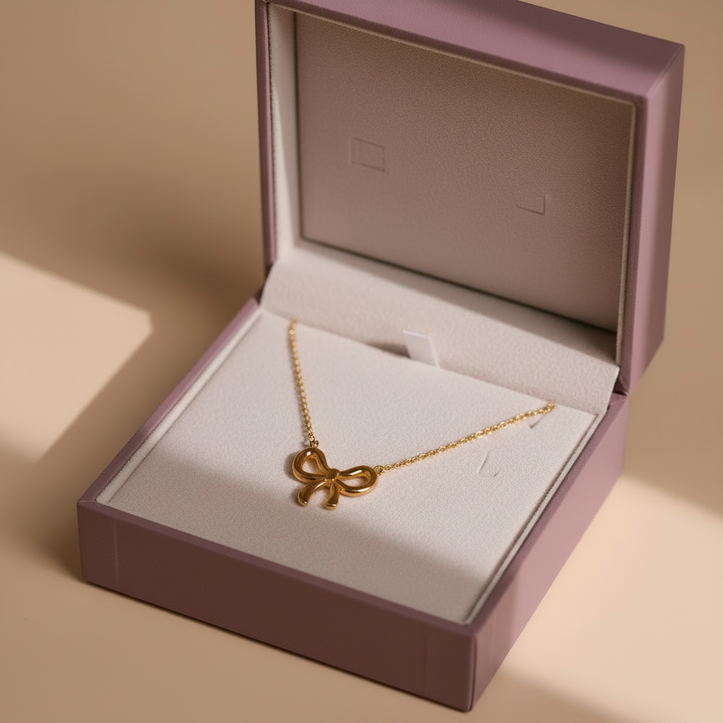 18k Minimal Stainless Steel Bow Pendant