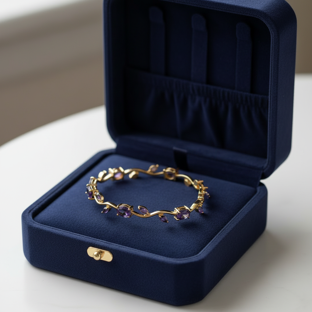 Tulip violet flower bracelet
