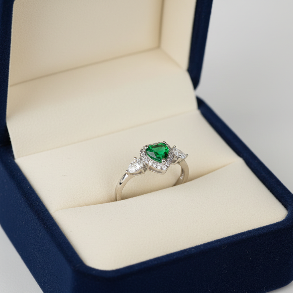 Violet Gemstone Heart Shape Moissanite Ring