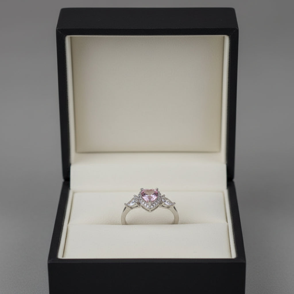 Violet Gemstone Heart Shape Moissanite Ring