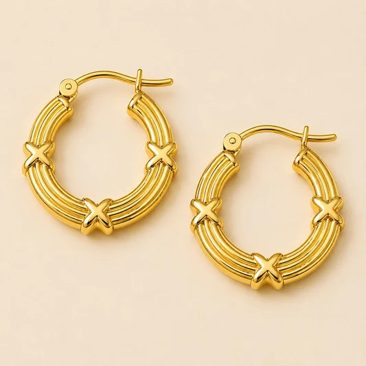 YQ Anti Tarnish Circular Hoops Earrings