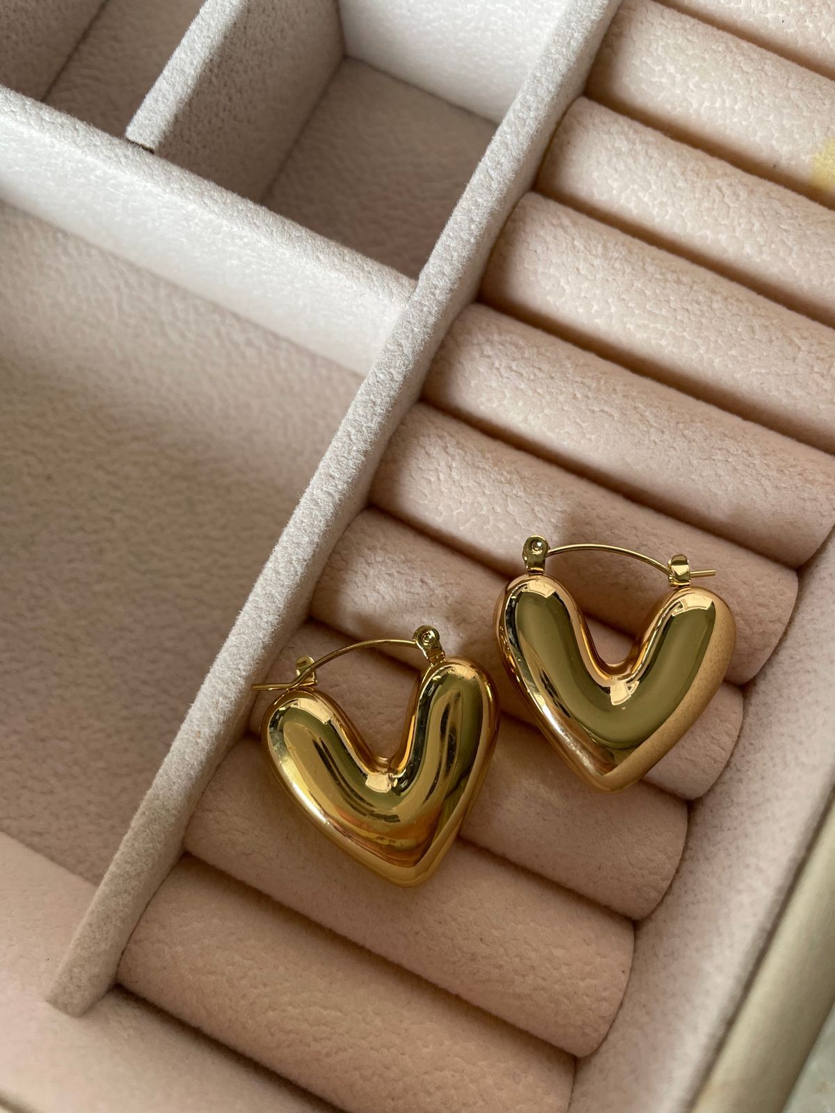 YQ Chunky Gold Plated Heart Earrings