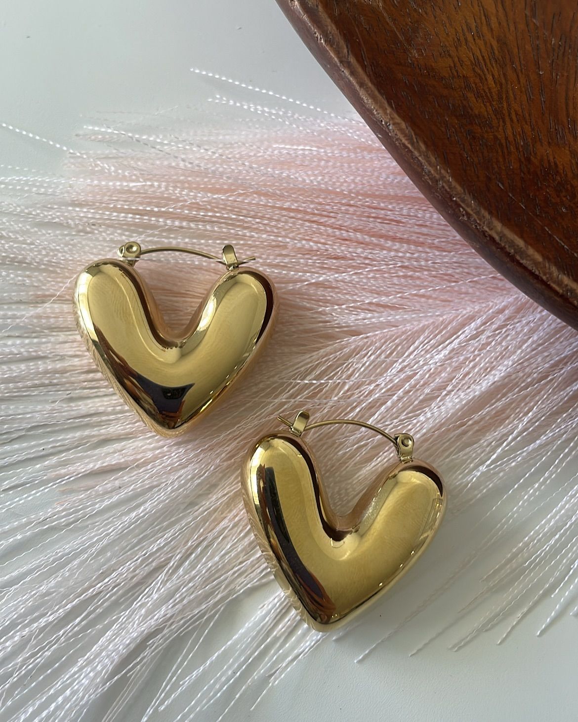 YQ Chunky Gold Plated Heart Earrings