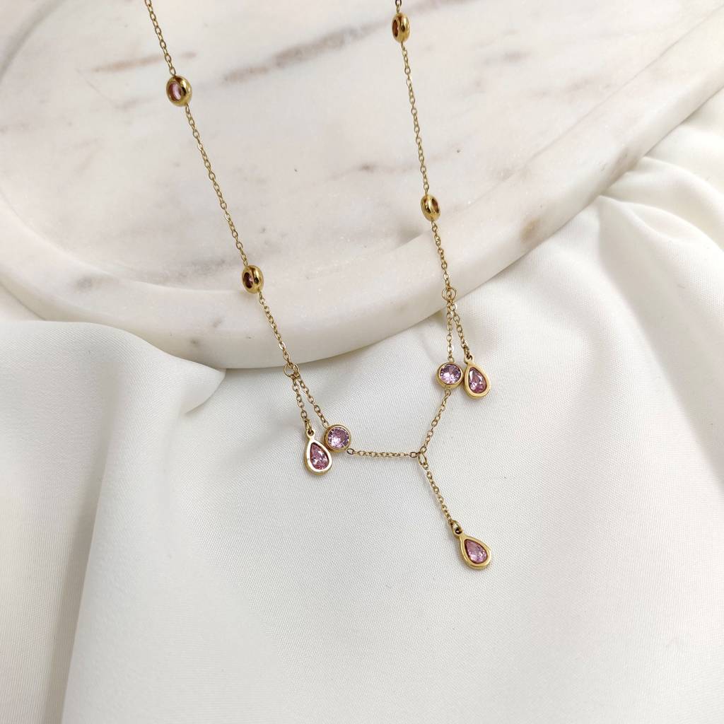 YQ Venessa Pink Stone Necklace
