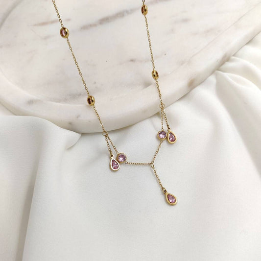 YQ Venessa Pink Stone Necklace
