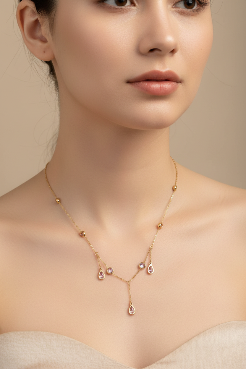 YQ Venessa Pink Stone Necklace