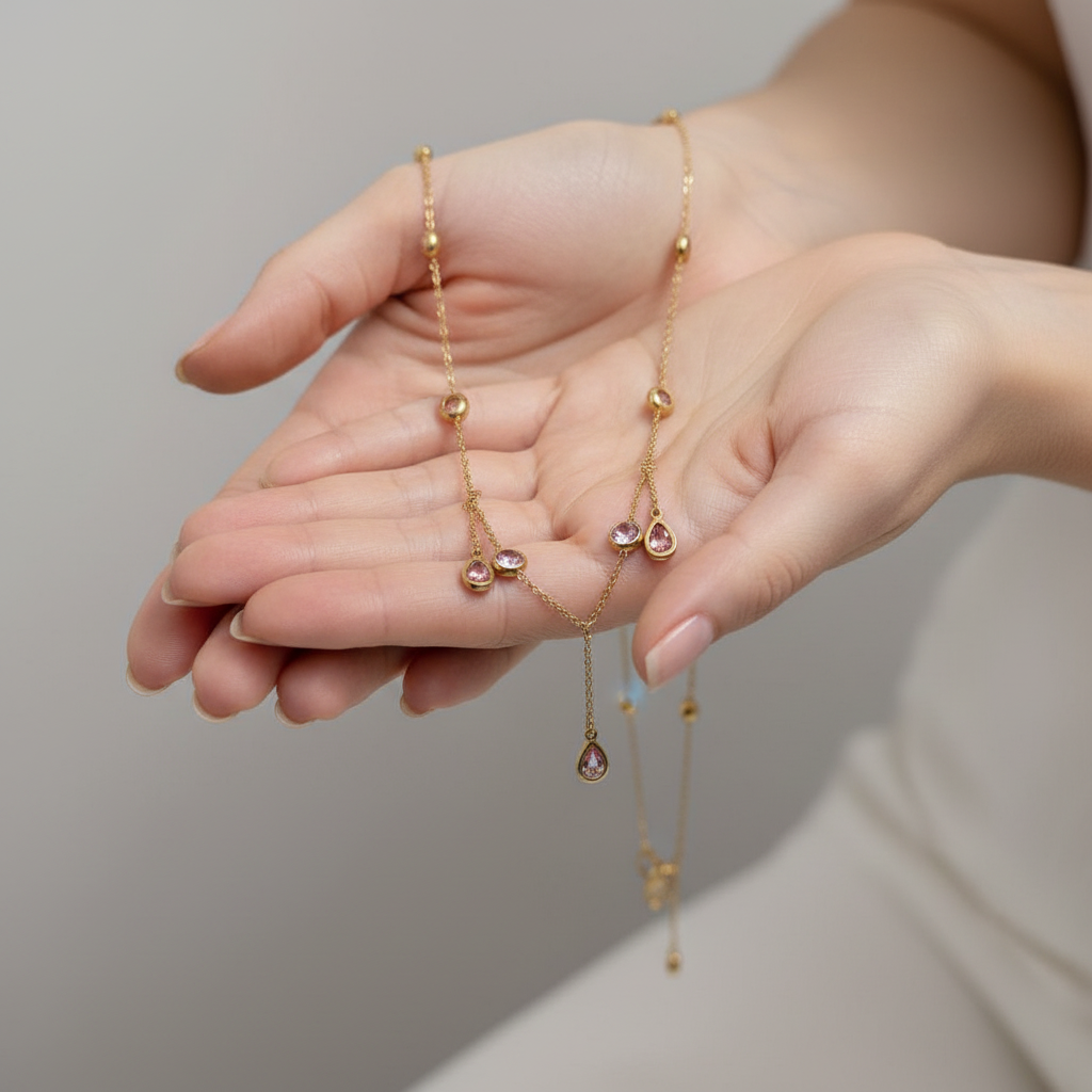 YQ Venessa Pink Stone Necklace
