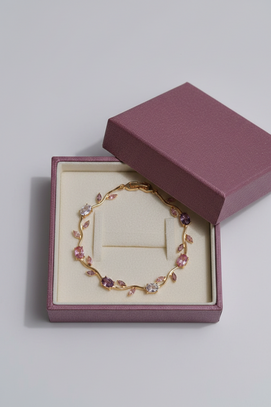Tulip pink & violet flower Bracelet