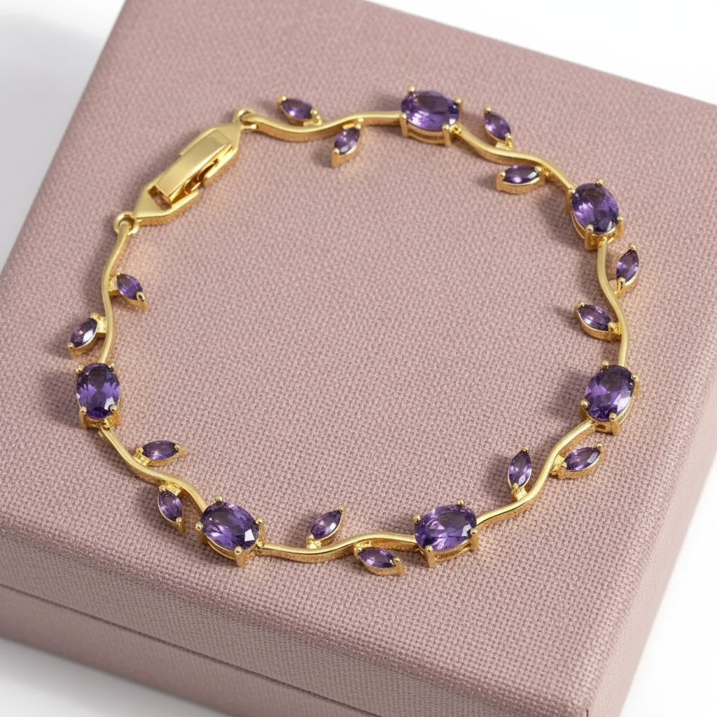 Tulip violet flower bracelet
