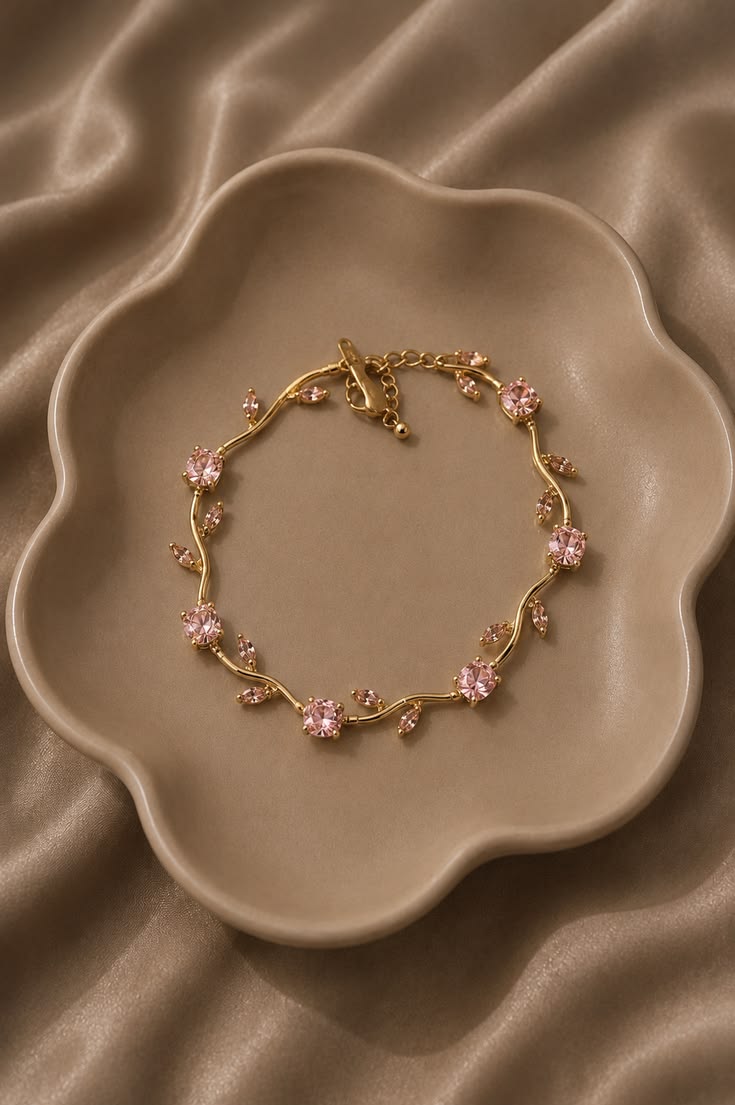 Tulip Pink Crystal Bracelet