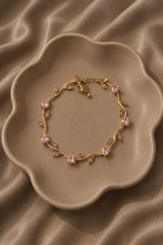 Tulip Pink Crystal Bracelet