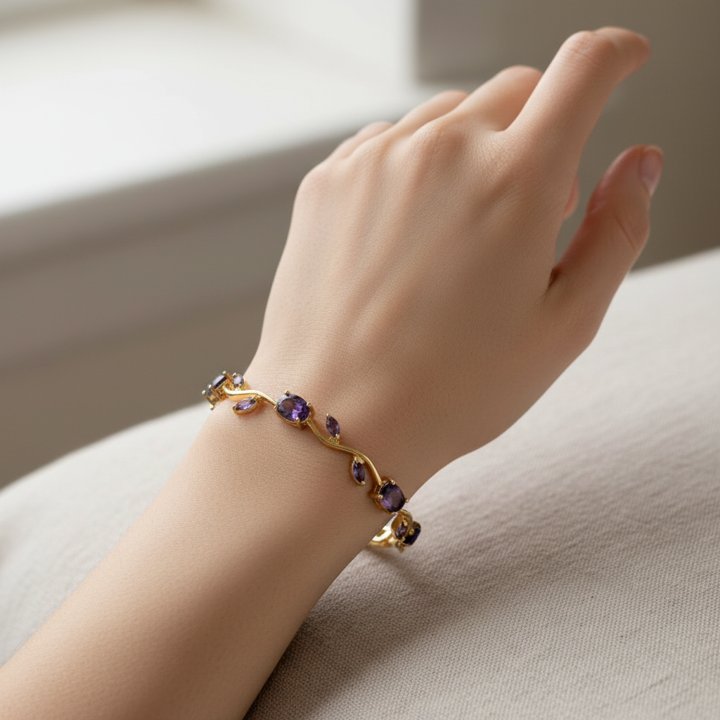 Tulip violet flower bracelet