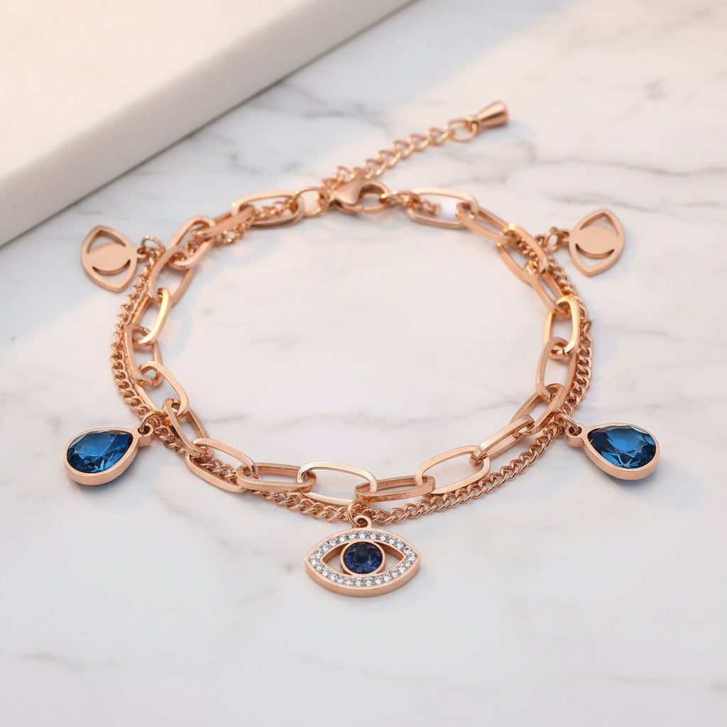 18k Gold Plated Evil Eye Charm 🧿 Bracelet