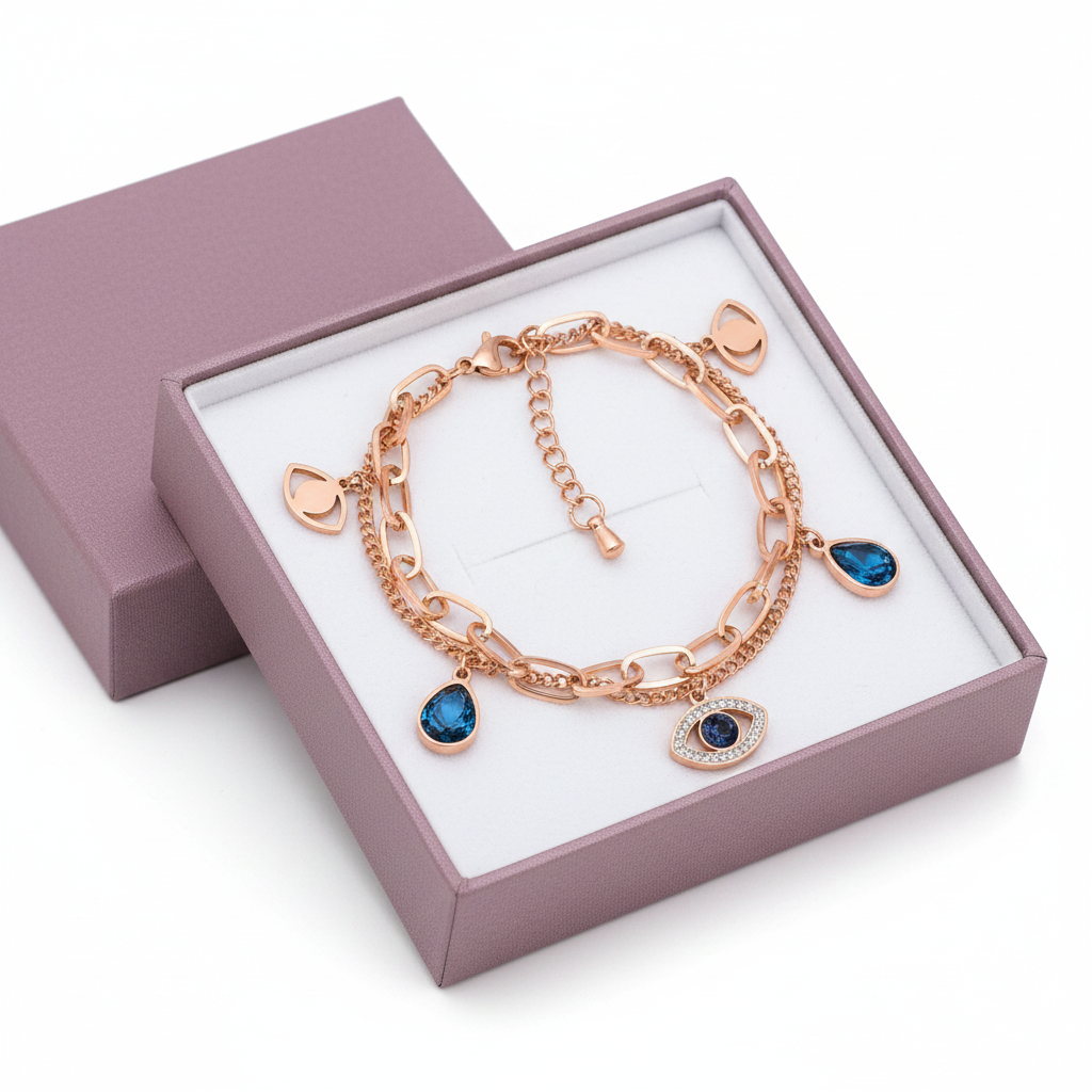 18k Gold Plated Evil Eye Charm 🧿 Bracelet