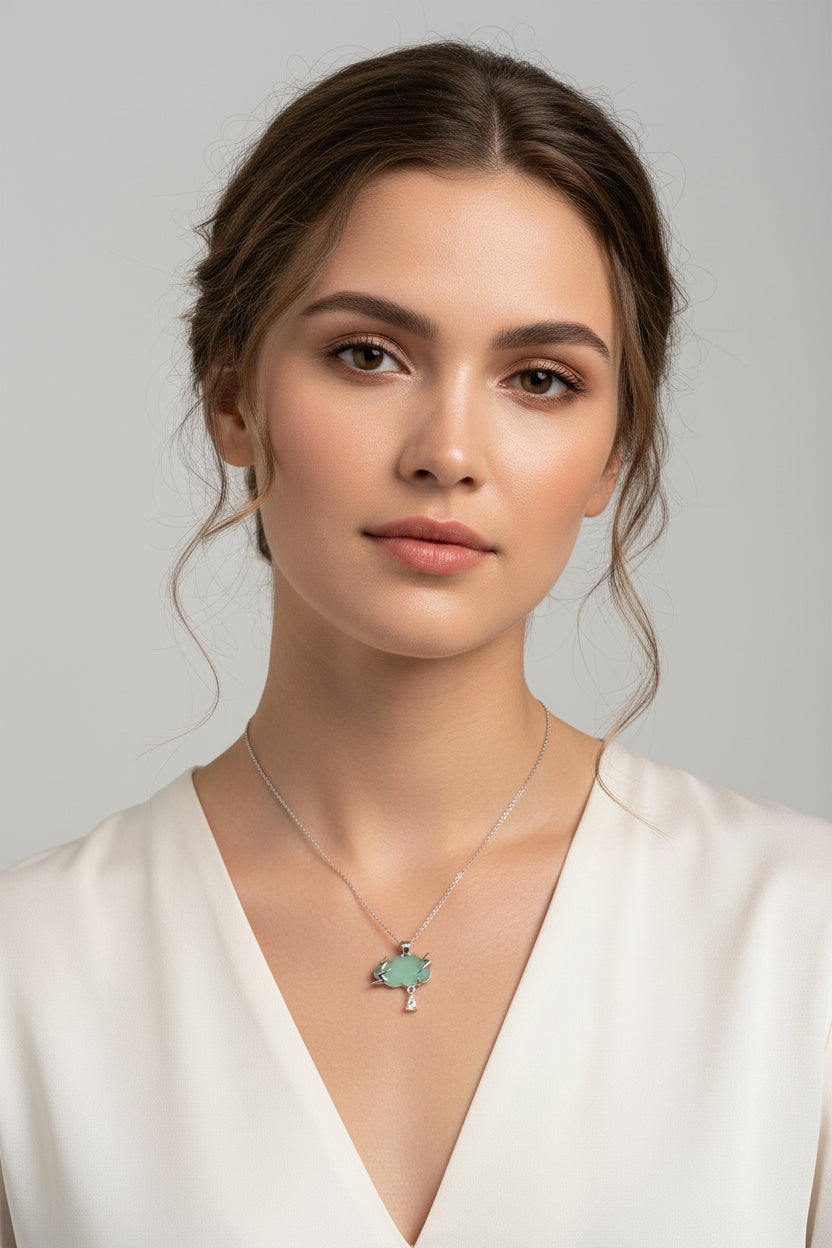 Cloud And Lightning Bolt Blue Pendant Necklace