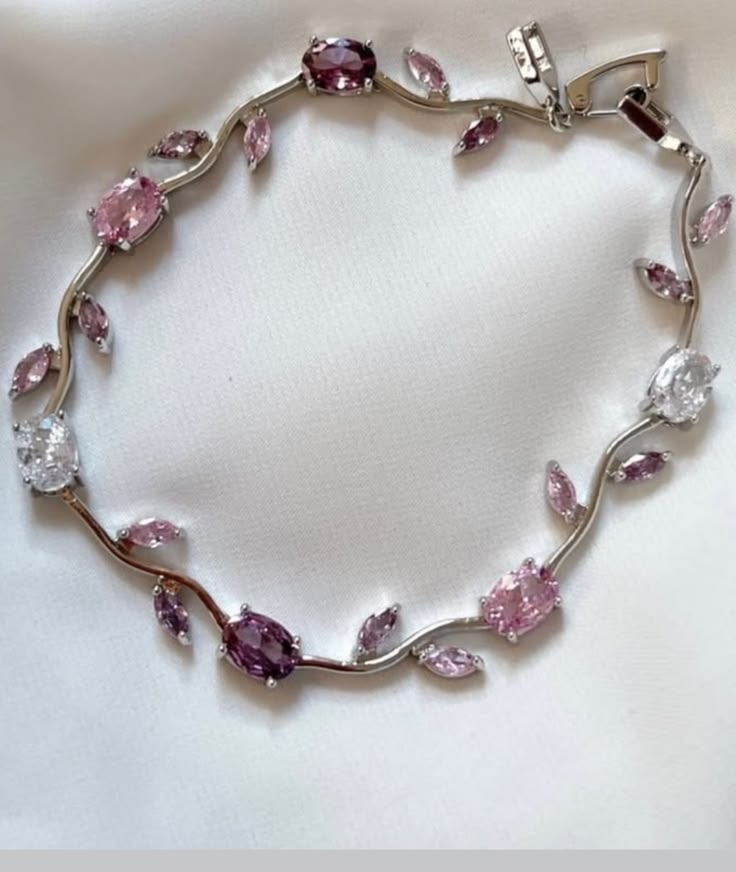 Tulip pink & violet flower Bracelet