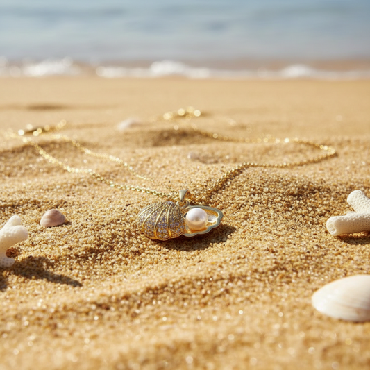 Shell necklace with pearl inside