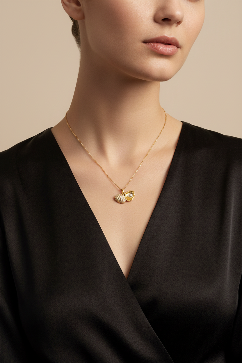 Shell necklace with pearl inside