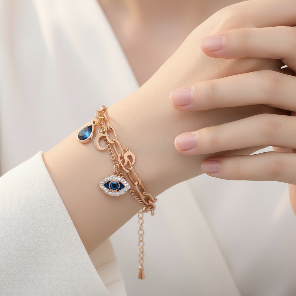 18k Gold Plated Evil Eye Charm 🧿 Bracelet