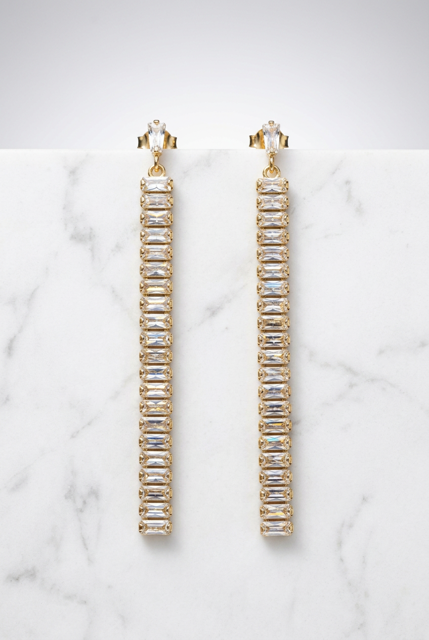 Tennis Chain Dangle Earrings