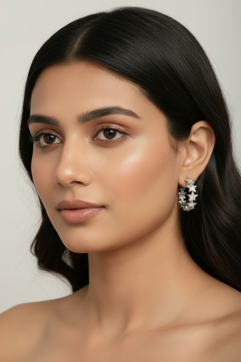 Decorative Star Shaped Hoop Earrings